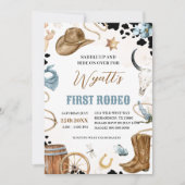 EERSTE RODEO Westerne Cowboy 1e Verjaardagsuitnodi Kaart (Voorkant)