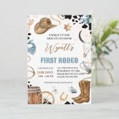 EERSTE RODEO Westerne Cowboy 1e Verjaardagsuitnodi Kaart (Staand voorkant)