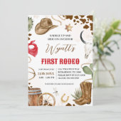 EERSTE RODEO Westerne Cowboy 1e Verjaardagsuitnodi Kaart (Staand voorkant)