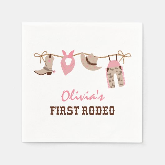 Eerste Rodeo Westerne Cowboy 1ste verjaardag Napki Servet (Voorkant)