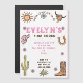 Eerste Rodeo Westerne Cowboy Boho Verjaardag Magnetische Uitnodiging (Voorkant / Achterkant)