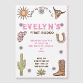 Eerste Rodeo Westerne Cowboy Boho Verjaardag Magnetische Uitnodiging (Voorkant)