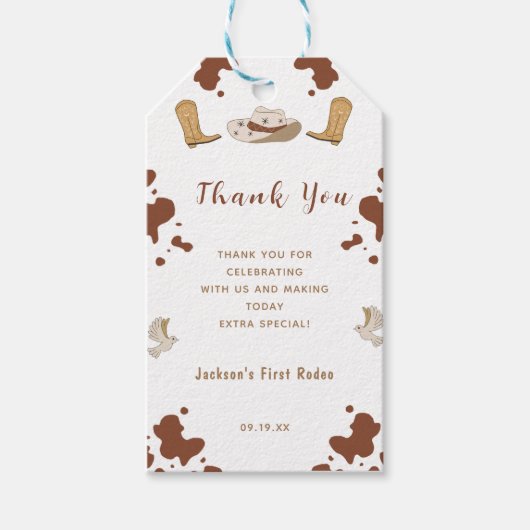 Eerste Rodeo Westerne Cowboy Cadeaulabel (Voorkant)