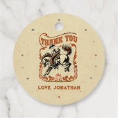 Eerste Rodeo Westerne Cowboy Verjaardag Bedankjes Labels (Achterkant)