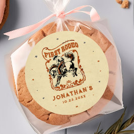 Eerste Rodeo Westerne Cowboy Verjaardag Ronde Sticker