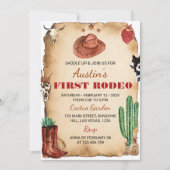 Eerste Rodeo Westerne Cowboy Verjaardagsuitnodigin Kaart (Voorkant)