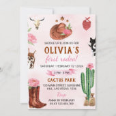 Eerste Rodeo Westerne Cowgirl Verjaardagsuitnodigi Kaart (Voorkant)