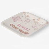 Eerste Rodeo Westerne Roze Cowgirl Verjaardag Papieren Bordje (Gebogen)