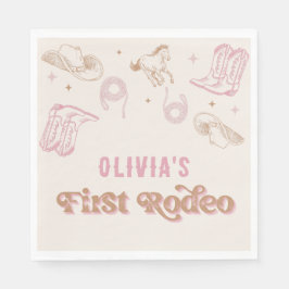 Eerste Rodeo Westerne Roze Cowgirl Verjaardag Servet