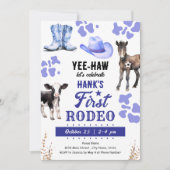 Eerste Rodeo Westerne Verjaardag BLAUW Kaart (Voorkant)