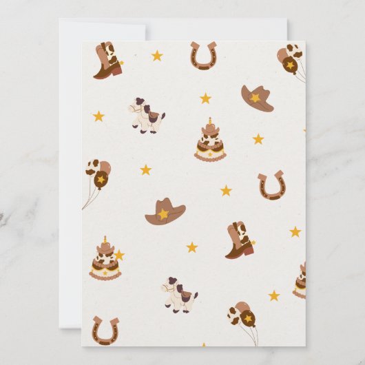 Eerste Rodeo Westerne verjaardagsfeestuitnodiging Kaart (Achterkant)