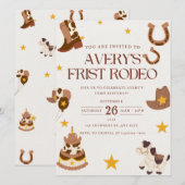 Eerste Rodeo Westerne verjaardagsfeestuitnodiging Kaart (Voorkant / Achterkant)