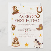 Eerste Rodeo Westerne verjaardagsfeestuitnodiging Kaart (Voorkant)