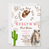 Eerste Rodeo Westers Paard Cowboyhoed Cactus Kaart (Voorkant)