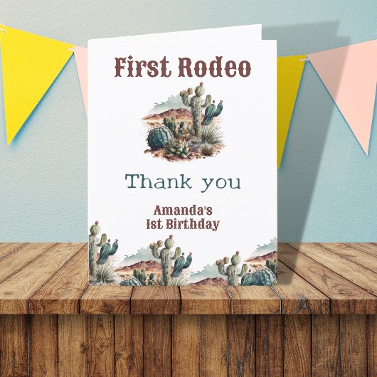 Eerste Rodeo Westerse 1e Verjaardag  Bedankkaart