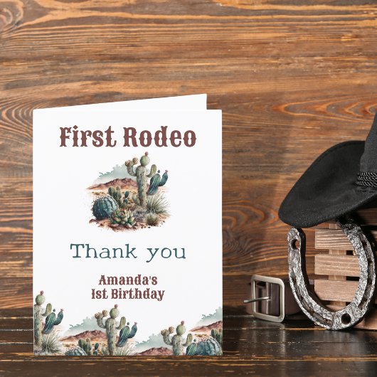 Eerste Rodeo Westerse 1e Verjaardag  Bedankkaart