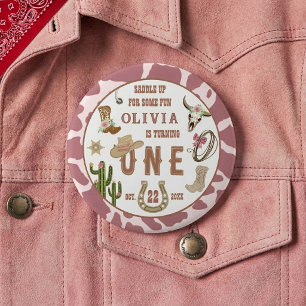 Eerste Rodeo Westerse Cowgirl 1e Verjaardagsfeestj Ronde Button 3,2 Cm