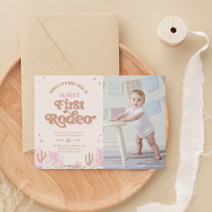 Eerste Rodeo Westerse Roze Cowgirl Verjaardag Kaart