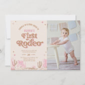 Eerste Rodeo Westerse Roze Cowgirl Verjaardag Kaart (Voorkant)