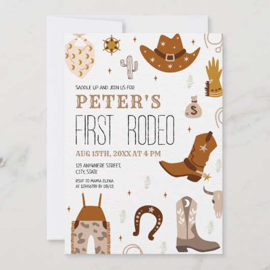 Eerste Rodeo Wild West 1e verjaardag Kaart (Voorkant)