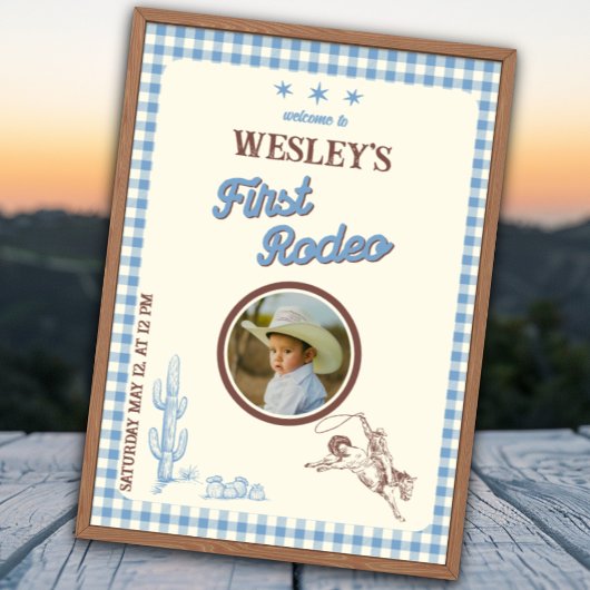 Eerste Rodeo Wild West 1e Verjaardag Welkomstposte Poster