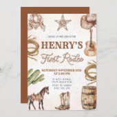 Eerste Rodeo Wild West 1e verjaardagsfeest Kaart (Voorkant / Achterkant)