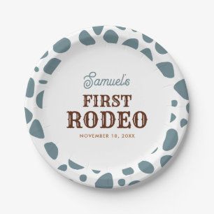 Eerste Rodeo Wild West Blue Boy Eerste Verjaardag Papieren Bordje