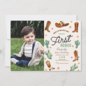 Eerste rodeo Wild West Boy 1e Verjaardag Foto Kaart (Voorkant)