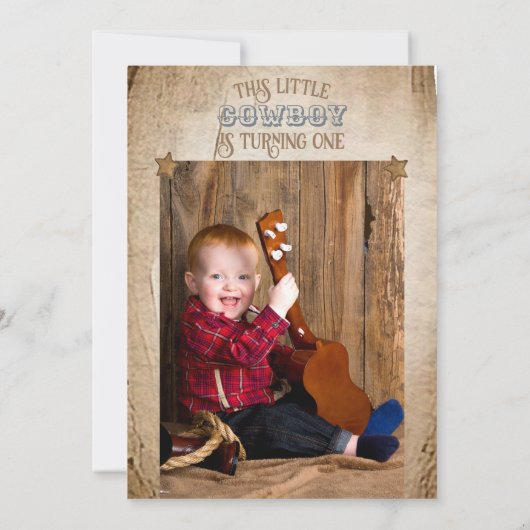 Eerste rodeo Wild West Boy 1st Birthday Kaart (Achterkant)