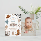 Eerste Rodeo Wild West Boy Eerste Verjaardag Foto Kaart (Staand voorkant)