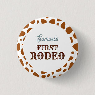 Eerste Rodeo Wild West Brown Boy Eerste Verjaardag Ronde Button 3,2 Cm