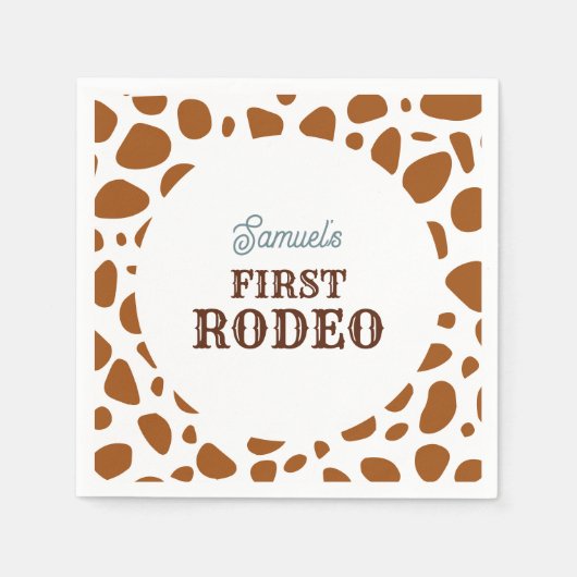 Eerste Rodeo Wild West Brown Boy Eerste Verjaardag Servet (Voorkant)
