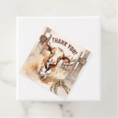 Eerste RODEO | Wild West Bull Cowboy 1e verjaardag Bedankjes Labels (In situ)