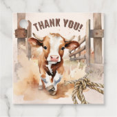 Eerste RODEO | Wild West Bull Cowboy 1e verjaardag Bedankjes Labels (Voorkant)