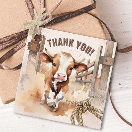 Eerste RODEO | Wild West Bull Cowboy 1e verjaardag Bedankjes Labels