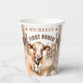 Eerste RODEO | Wild West Bull Cowboy 1e verjaardag Papieren Bekers (Achterkant)