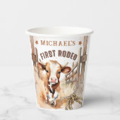 Eerste RODEO | Wild West Bull Cowboy 1e verjaardag Papieren Bekers (Voorkant)