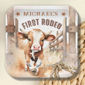 Eerste RODEO | Wild West Bull Cowboy 1e verjaardag Papieren Bordje