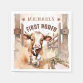 Eerste RODEO | Wild West Bull Cowboy 1e verjaardag Servet (Voorkant)
