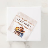 Eerste RODEO | Wild West Cowboy 1e verjaardag jong Bedankjes Labels (In situ)