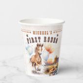 Eerste RODEO | Wild West Cowboy 1e verjaardag jong Papieren Bekers (Achterkant)