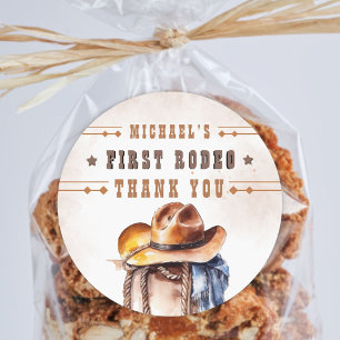 Eerste RODEO   Wild West Cowboy 1e verjaardag jong Ronde Sticker