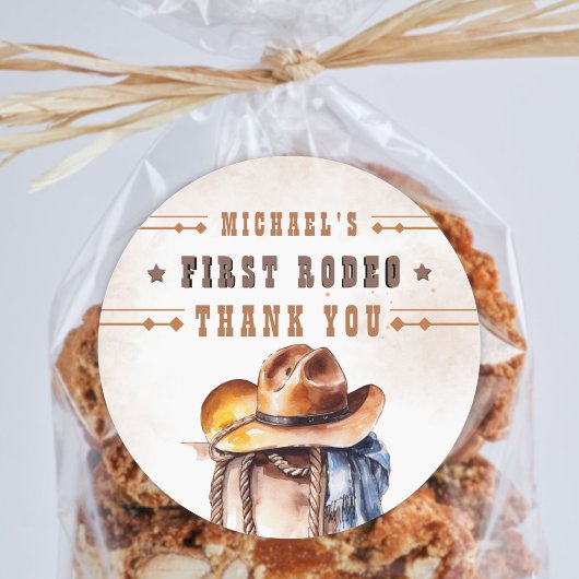 Eerste RODEO | Wild West Cowboy 1e verjaardag jong Ronde Sticker