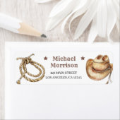 Eerste Rodeo Wild West Cowboy jongen 1e verjaardag Etiket (Insitu)