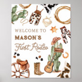 Eerste Rodeo Wild West Cowboy Jongen Verjaardag We Poster (Voorkant)