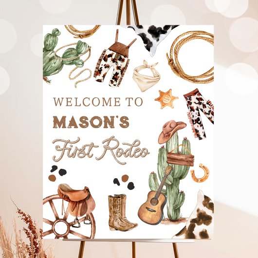 Eerste Rodeo Wild West Cowboy Jongen Verjaardag We Poster