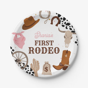 Eerste Rodeo Wild West Cowgirl Eerste Verjaardag Papieren Bordje