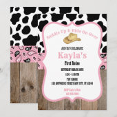 Eerste Rodeo Wild West Cowgirl roze meisje verjaar Kaart (Voorkant / Achterkant)