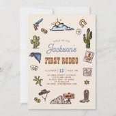 Eerste Rodeo Wild West Hand getrokken Kids Verjaar Kaart (Voorkant)