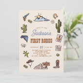 Eerste Rodeo Wild West Hand getrokken Kids Verjaar Kaart (Staand voorkant)